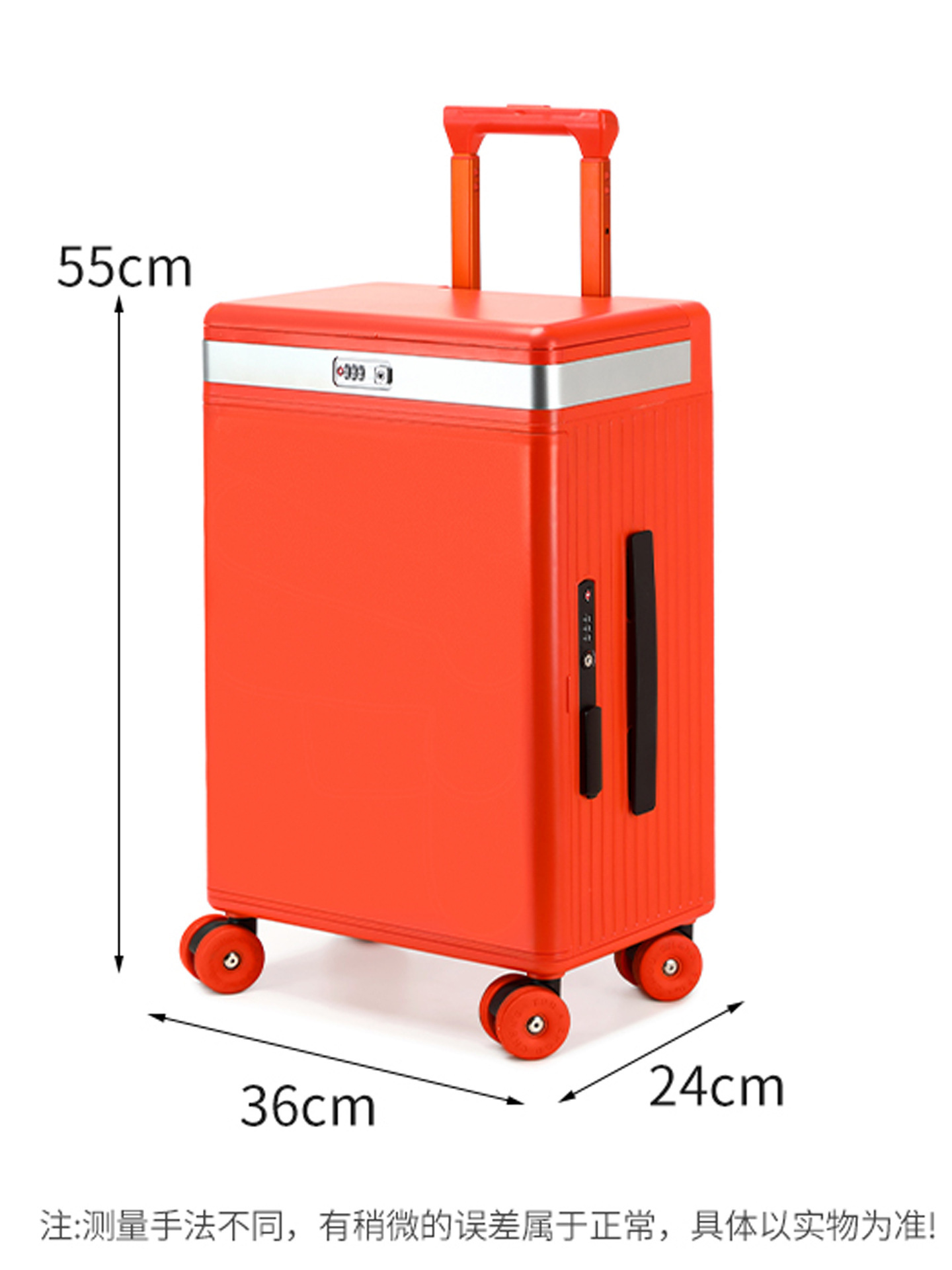 Vali kéo trang điểm có gương tích hợp đèn led, mở nắp bên hông, ngăn sâu lớn — Đêm cực đen + tay cầm đen + bánh xe đen chi tiết 32