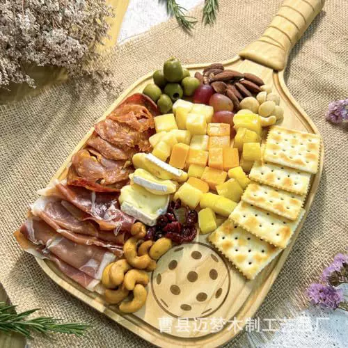 合欢木点心水果托盘牛排家用早餐面包托盘带手柄便捷简约披萨餐盘