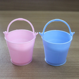 Play House kitchenware simulation food play mini bucket clay sub-packaging small bucket electric blue pink plastic bucket