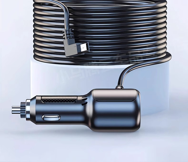 Dashcam power cable, 360-degree connection cable, specifically for Lingdu car dashcams, converts to a USB interface and connects to the cigarette lighter socket