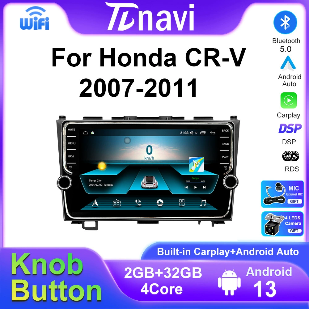 Средней приграничный набор для Honda CRV 2007-2011 Android экран большой размерKnob-машина CarPlay навигация