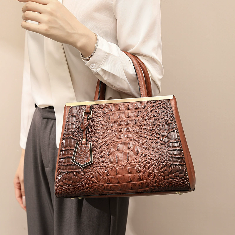 (Cross-border trading), universal capacious fashionable one-shoulder bag, bag strap, European style, crocodile print, simple and elegant design