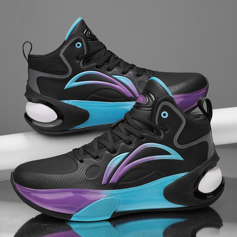 Auténticos zapatos de baloncesto Yushuai 17 para hombres, niños grandes, piso de cemento profesional, fricción de combate real, cojín de aire con sonido, zapatos deportivos con amortiguación