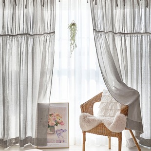 Water-soluble lace strap gauze curtain girl children's room breathable curtain princess wind home aesthetic atmosphere in stock wholesale