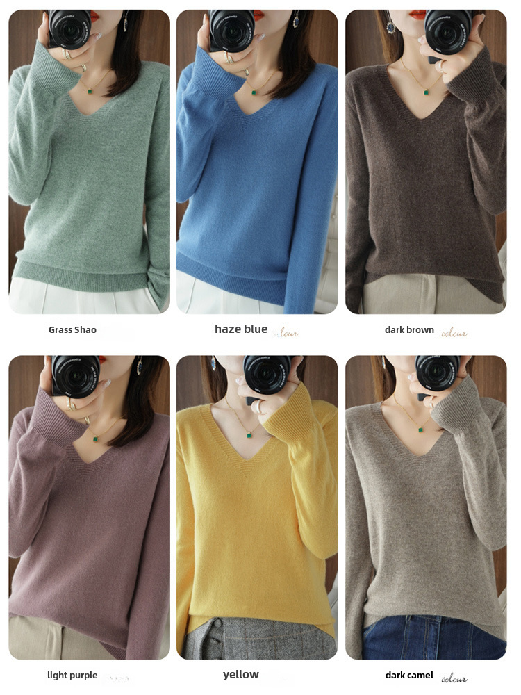 Autumn Women's Long-sleeved Knitted Sweater Loose Large Size Top Wool Pullover Sweater Base-layer Sweater Women's Winter_voghion.com