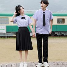 泰国校服泰式jk衬衫制服班服高中初中学生套装女短袖班服不透夏季