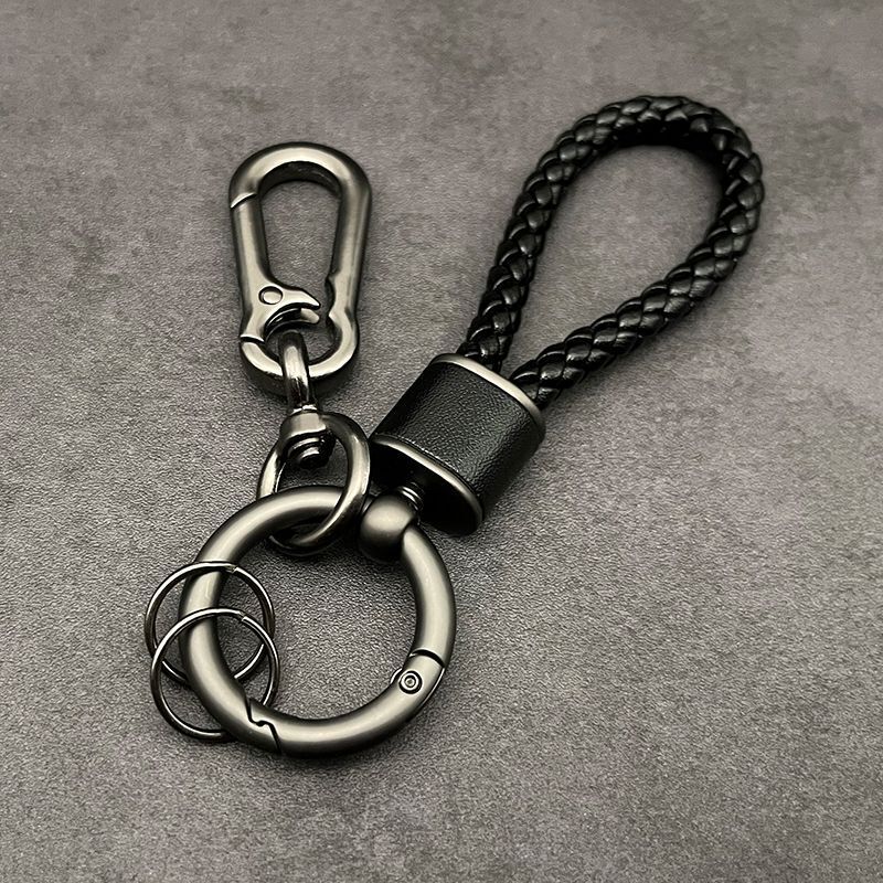 Sheep leather braided rope keychain creative car key chain pendant men's and women's key ring key chain