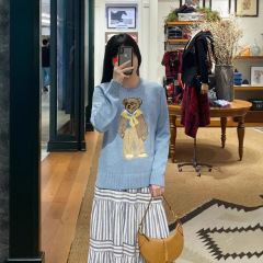 25 早春婦人服クマ刺繍セーター織り花クマルーズバージョン重工業