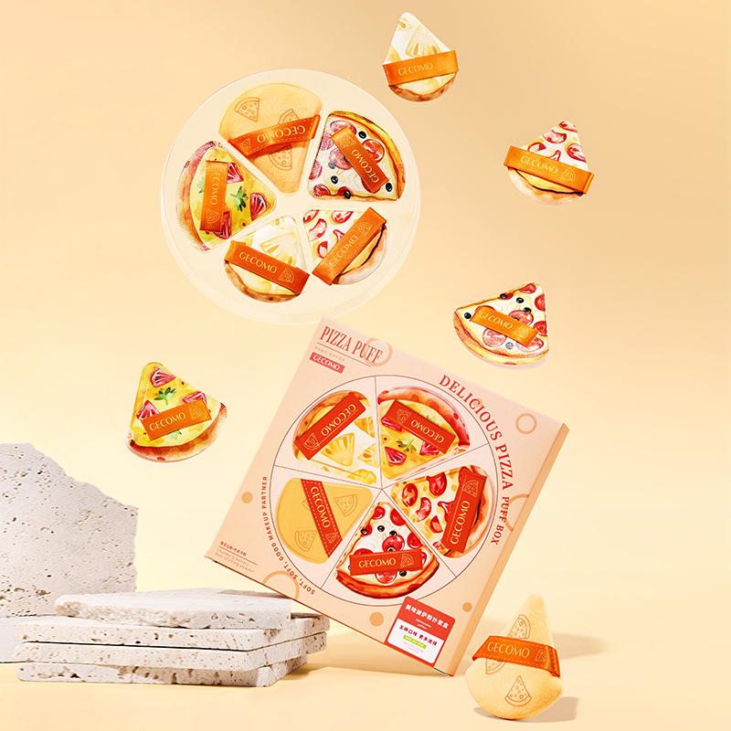 GECOMO delicioso polvo de pizza caja de cubierta seca y húmeda para engrosar la piel sin polvo suave Q-ball huevo de maquillaje