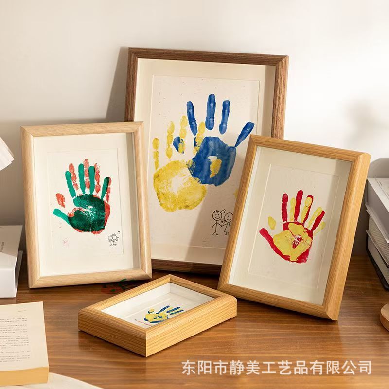 Handprint Photo Frame Couple Double Specimen Handmade DIY Frame Decoration Family Kidsren Commemorative Picture Frame Table Wholesale