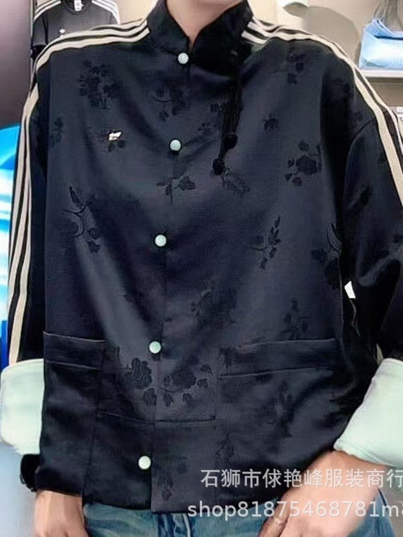 Nueva chaqueta china de alta gama Tang chaqueta femenina de ácido acético tatuaje oscuro camisa Jacquard a juego de colores temperamento con blusa de estilo nacional