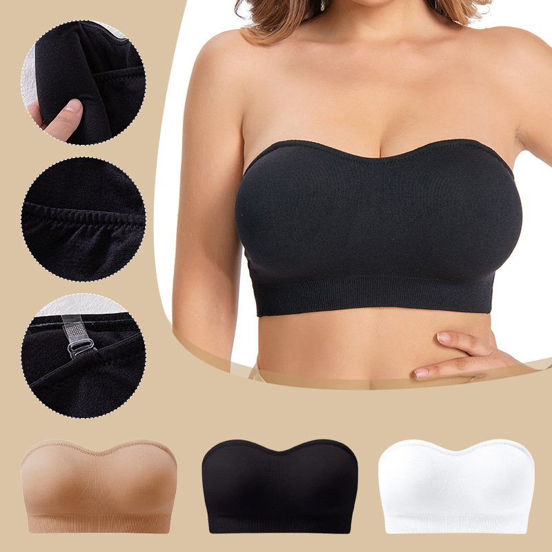 Cross-border new Amazon foreign trade non-slip no steel ring wrap chest and fat increase invisible strapless a word around the chest