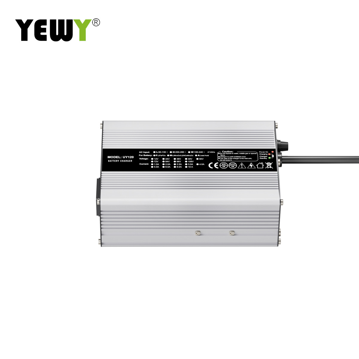 24串72V2A磷酸铁锂电池充电器87.6V2A 180W铝壳充电器CE，ROHS
