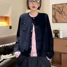 大码女装假两件拼接长袖毛衣针织开衫秋季微胖mm宽松显瘦外穿上衣