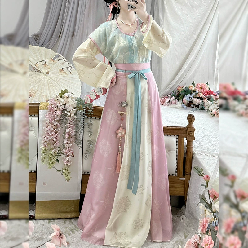 Yu Miaoyi-темный аромат плавающий оригинальный Tang Xuan Han Fu женский 2025 новый летний круглый воротник рубашка сказочный костюм Tang