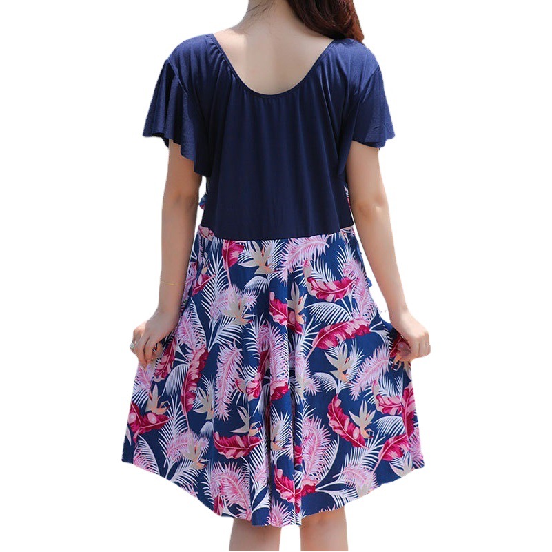 Traje de baño de mediana edad y ancianos de una pieza de la madre femenina suelta conservadora más el tamaño de las aguas termales que cubre el vientre gordito chica adelgazante traje de baño