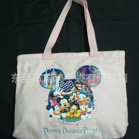 东莞厂家供应帆布手提袋可爱动物图案收纳手提购物袋便携加厚耐用