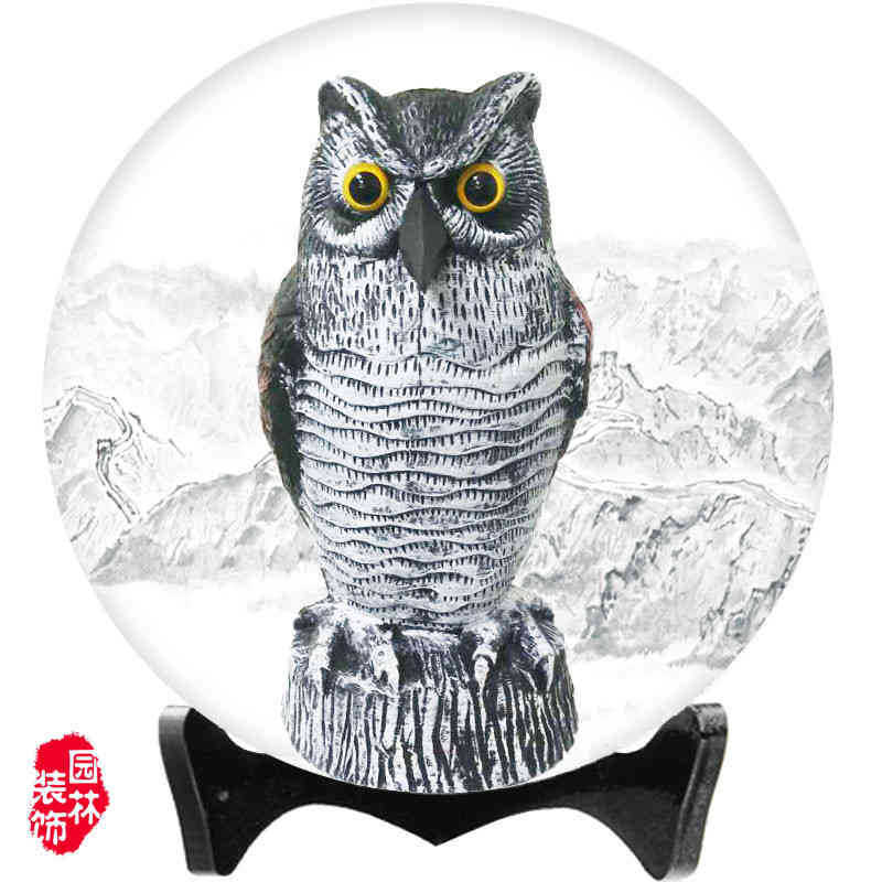 国境を越えた模擬フクロウの装飾品、クリエイティブなプラスチック工芸品、庭の防水、防湿、鳥よけ、ネズミよけ、模擬動物|undefined