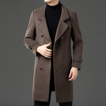 双面呢羊毛呢大衣男长款冬季加厚保暖商务中年中长款外套风衣男装
