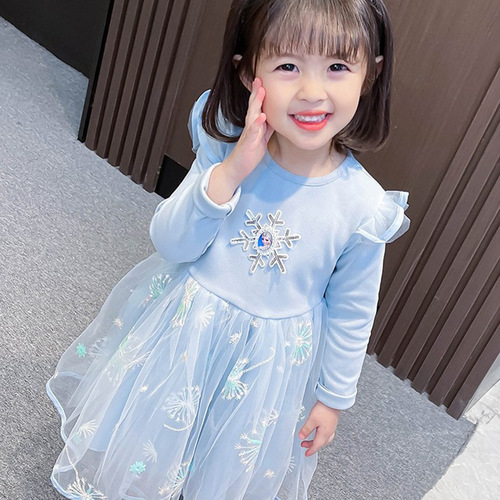 Girls Spring Dress Sheer Dress Trendy Children's Clothing Kids Skirts Little Baby Lolita Elsa Princess Dress Spring Item