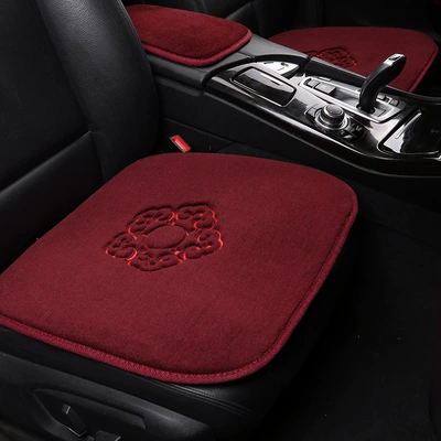 Wool pad — Plush Cashmere Shear Cushion - rising-sun-and-xiangyun-2-single-seats-wine-red
