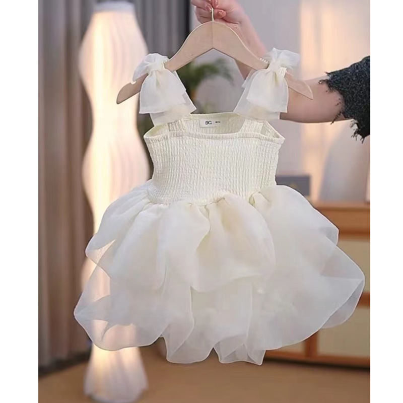 Girl's Dress Summer New Children's Suspenders Puff Dress Stylish Baby's Dress Girl's Mesh Princess Dress