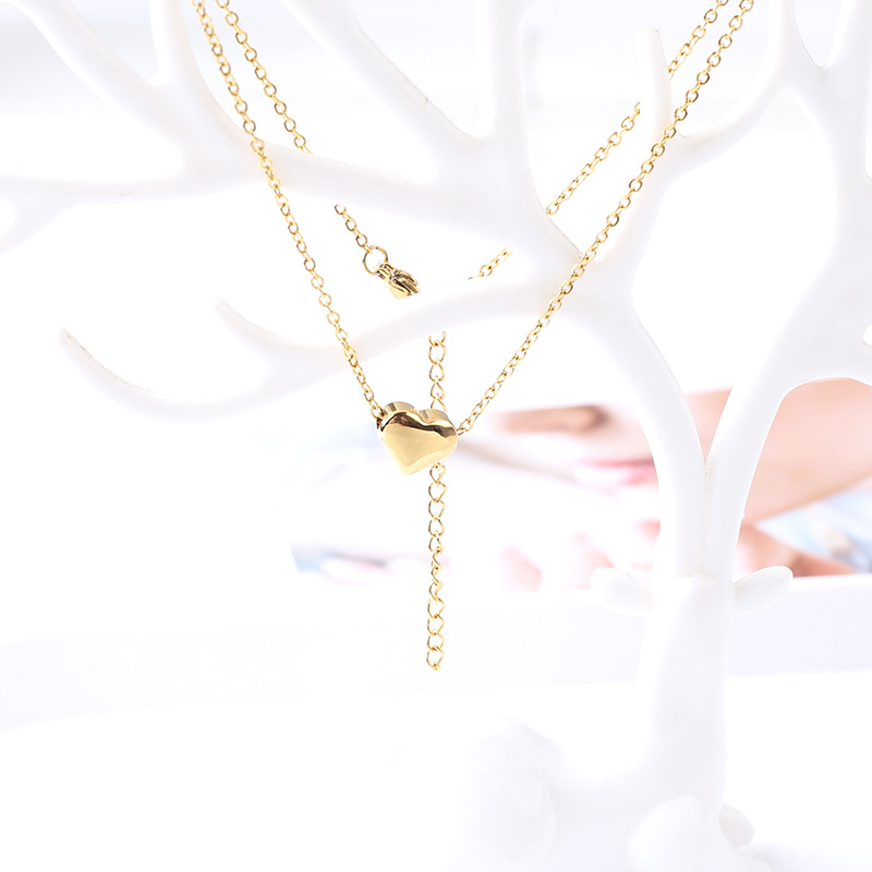 All Seasons Season Wholesale Jewelry Simple Style Heart Shape Titanium Steel Plating Pendant Necklace Cable Chain