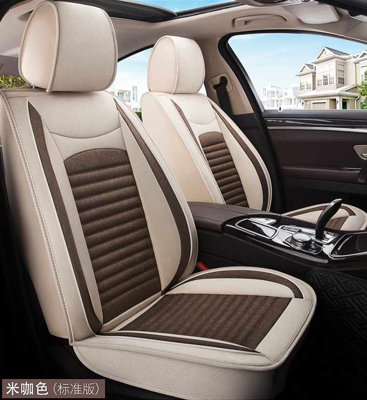 Car Seat Cushion, Universal for All Seasons, New Full-Coverage Car Seat Cover, Special Cushion, Summer Linen Fabric Cotton Seat Cover
