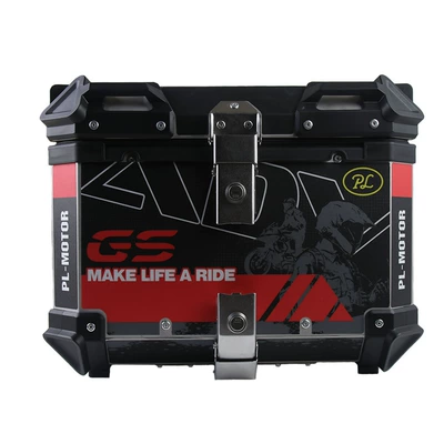 Motorcycle Tail Box, Aluminum Alloy, Motorcycle trunk - 45l-red-and-black-decal