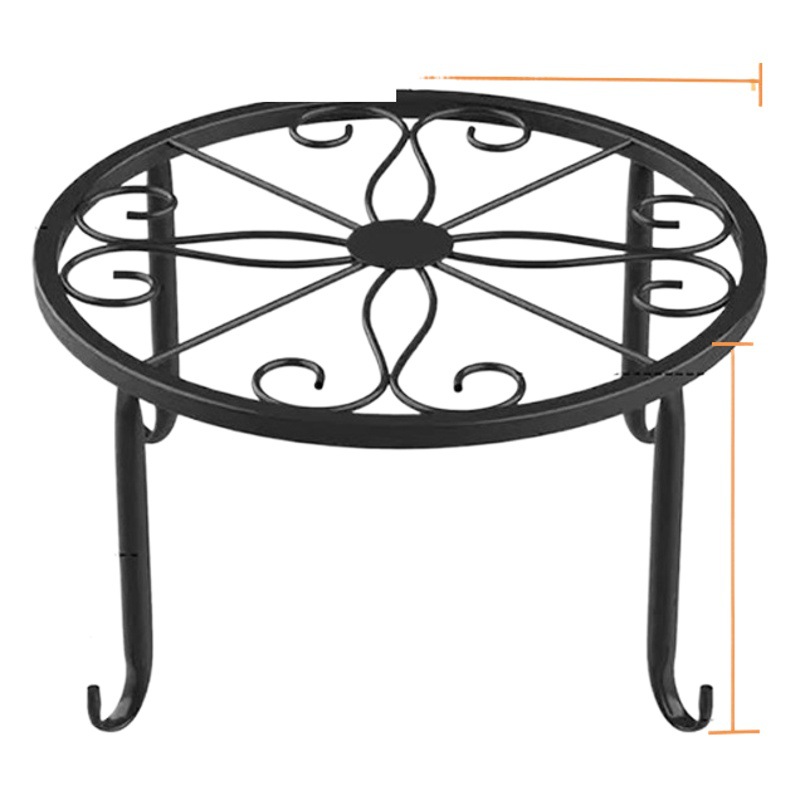 Single-Layer Flower Stand Wrought Iron Flower Pot Indoor and Outdoor Balcony Green Plant Hanging Orchid Potted Plant Gardening Small Storage Rack