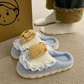 棉拖鞋女冬居家室内可外穿静音加绒保暖情侣可爱毛绒冬天拖鞋家居