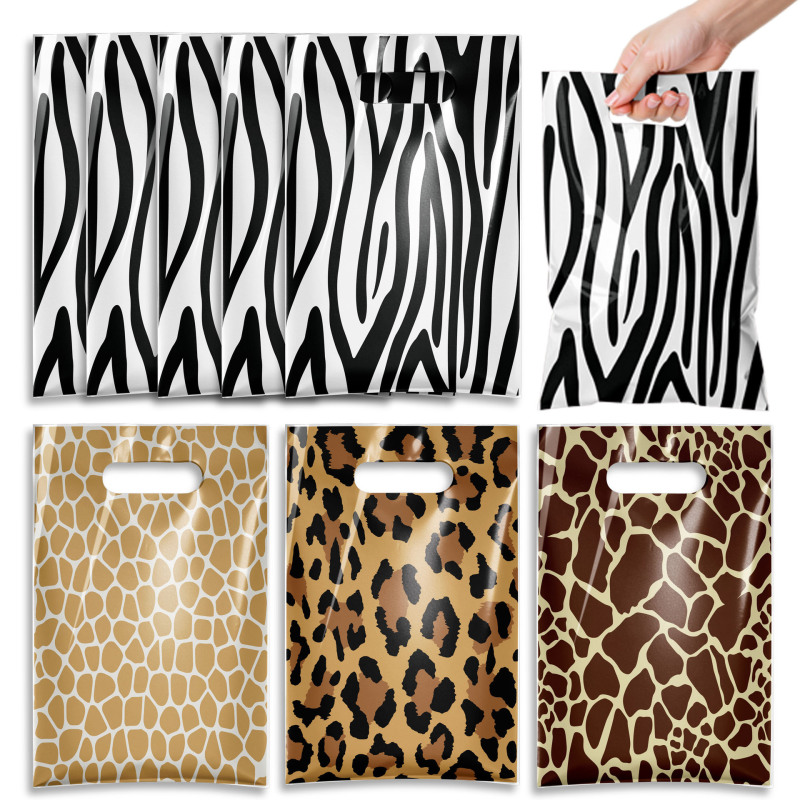 Animal Texture Tote Gift Bag Animal Party Decoration African Animal Wild Faux Fur Pattern Gift Bag