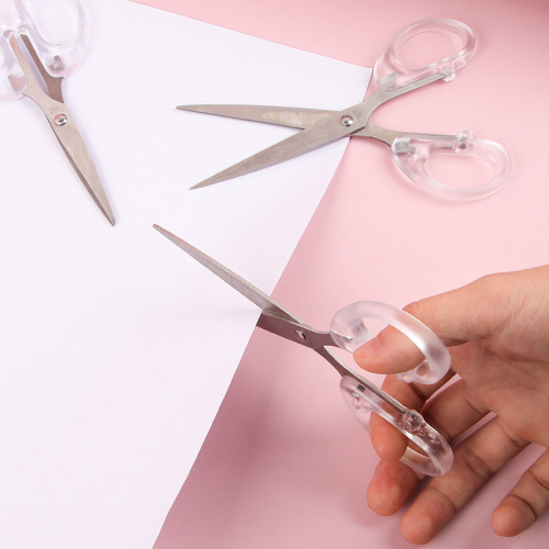 ins simple office scissors transparent handbook portable handmade scissors student art paper scissors wholesale