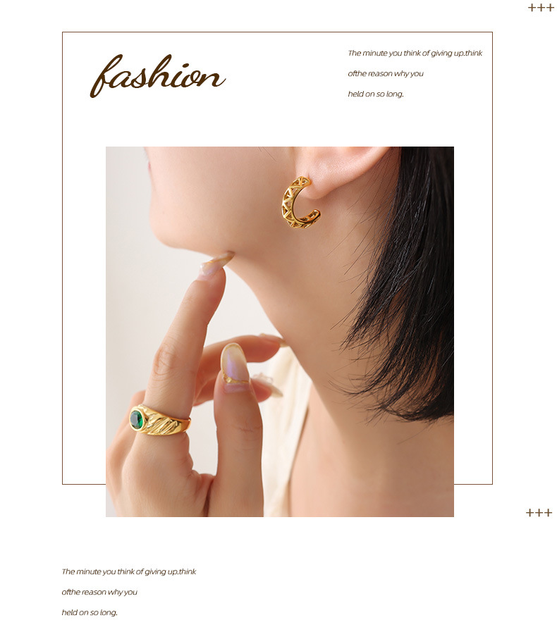 Simple Style C Shape Titanium Steel Ear Studs Plating Stainless Steel Earrings