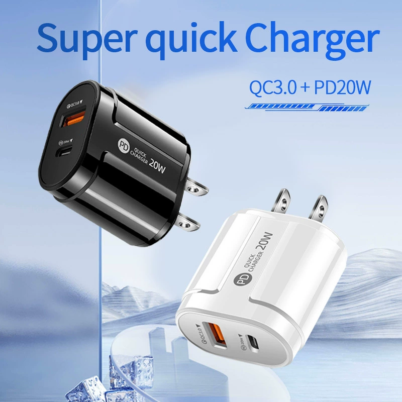 Кроссбордер PD20W двойной порт зарядное устройство, подходящее для Apple USB, домашний отель поездки, быстрая зарядка, US вилка