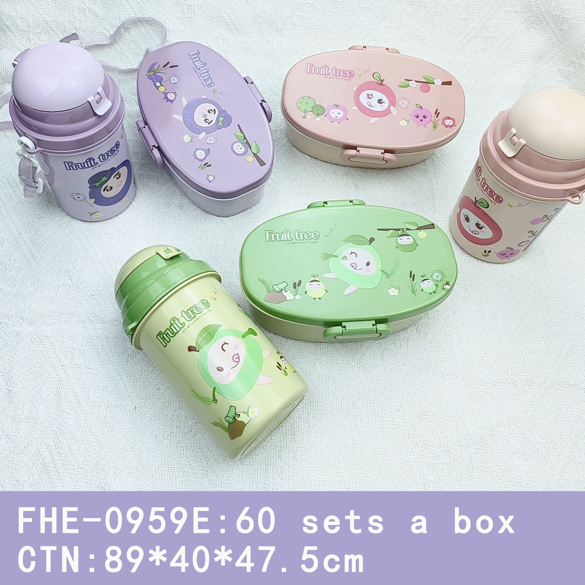 Juego de botella de agua de lonchera con forma de dibujos animados lindo para niños y estudiantes