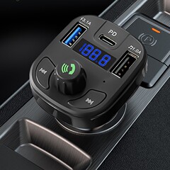 F17車載bluetooth MP3プレーヤーUSBカードFM送信機PD車充電ダブルUSB車bluetooth受信