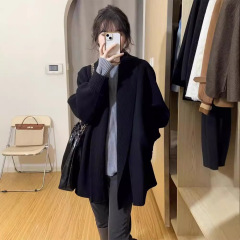 純色のセーターのコートの女性の秋冬の新型の怠惰な風のゆったりしている大きいサイズのニットのカーディガンの中の長いタイプの優しい上着