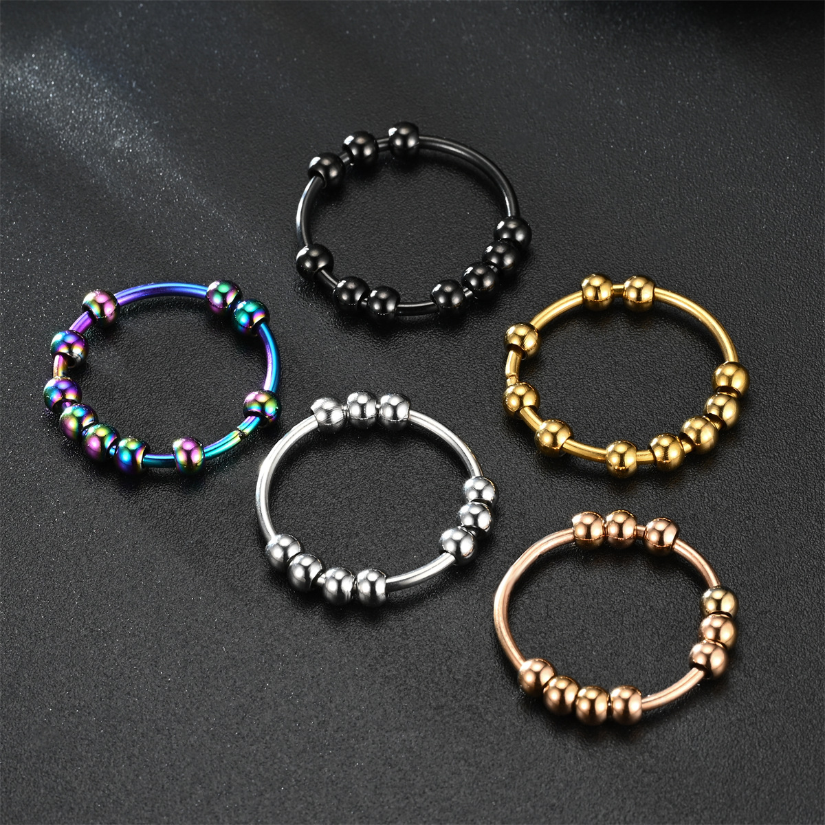 11g Weight Anxiety Ring Classification 11, 6 Ring Size Daily, Festival Occasion Stainless Steel Material Geometric Pattern Unisex Gender Plating Design Fashion Style Fashion Geometric Stainless Steel Rings Plating Stainless Steel Rings 6
