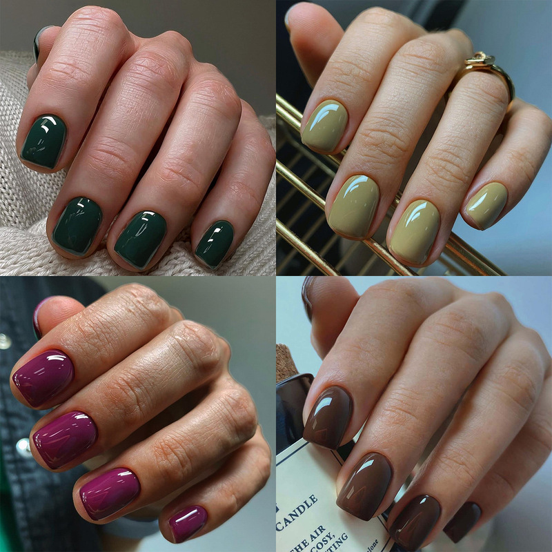 Cross-Border Handmade Wearable Nails, Pure Handmade Pure Color Short Manicure Nails, Rectangular High-End Fake Nails Collection