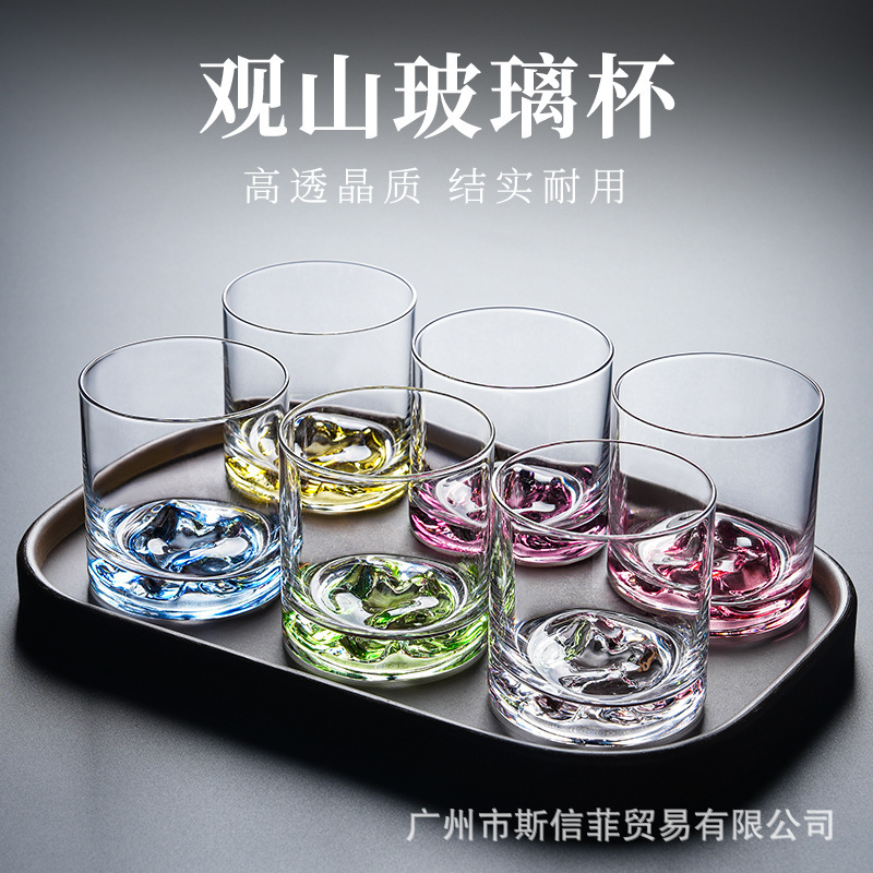 Glass Mountain View Whiskey Glass Colorful National Trend Style Mountain Cup Simple Home Creative Wine Glass in Stock