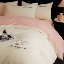 双面牛奶绒四件套加厚冬季珊瑚绒床上用品加绒保暖法兰绒被套床单