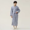 Men's light gray rice velvet bathrobe