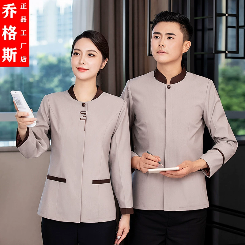 Очиститель отеля Рабочая одежда с длинным рукавом Женская тетушка для гостей Осенне-зимняя одежда Хлопковая недвижимость Торговый центр Уборка