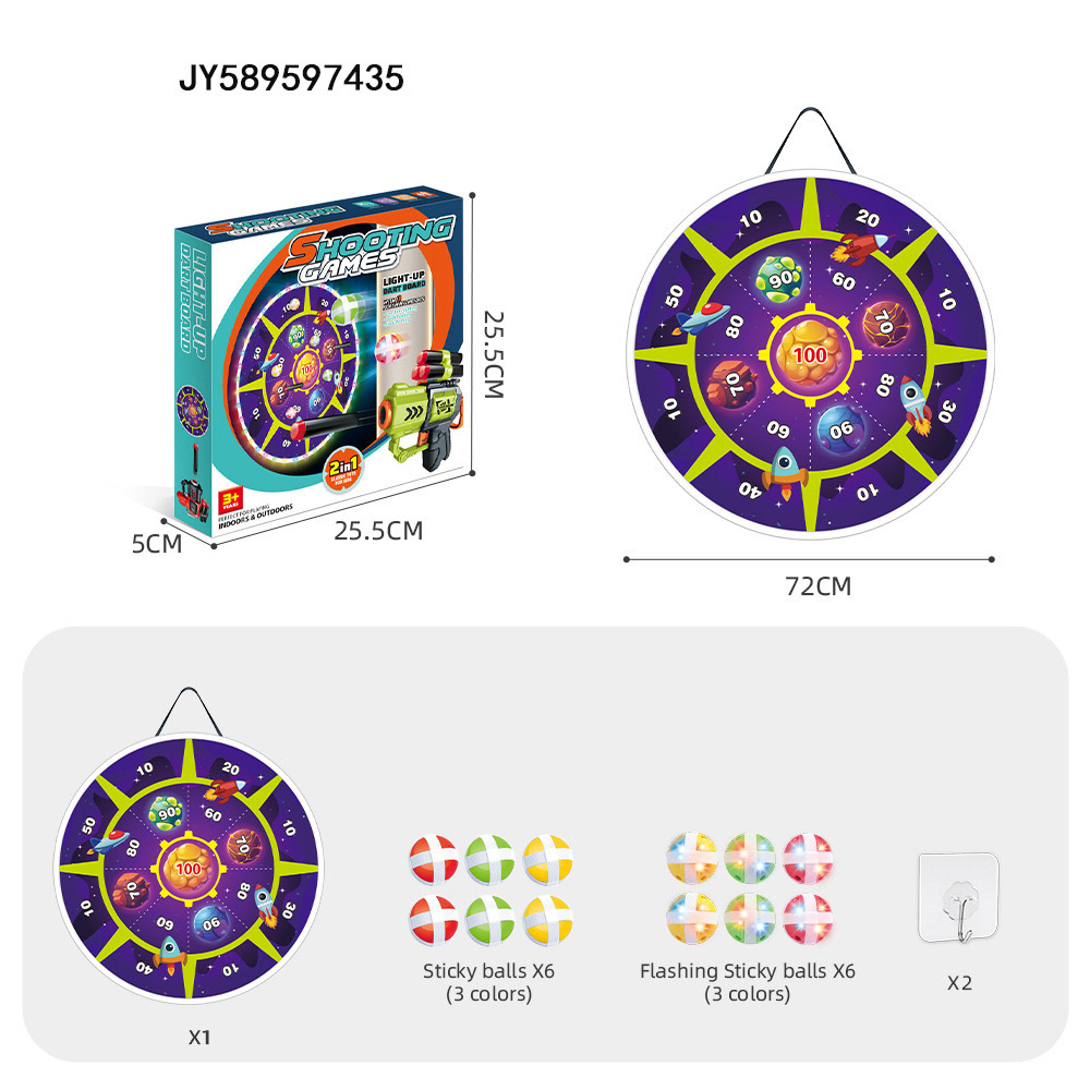 Transfronterizos niños lanzamiento de aluminio de doble cara iluminación redonda objetivo de aluminio de parpadeo parental-hijo interacción interior y exterior conjunto mayorista