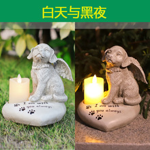 亚马逊新款宠物天使狗墓碑创意雕像树脂工艺品户外花园动物摆件