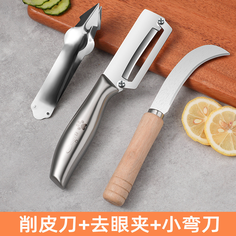 Cuchillo de peeling de acero inoxidable para pelar calabaza, cuchillo de peeling de calabaza, cuchillo multifuncional para pelar calabaza y fruta, cuchillo de piña comercial