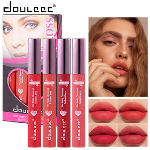 Cross-Border Foreign Trade Specializes in Matte Liquid Lipstick, Whitening, Long-Lasting Non-Stick Cup Matte Four-Color Lip Glaze Lip Mud Set