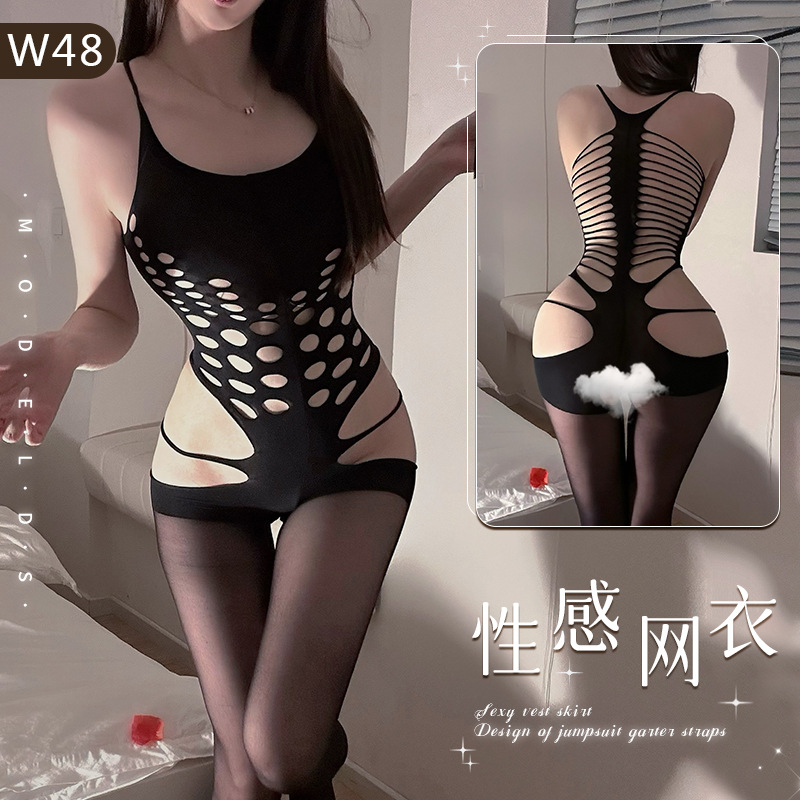 Ropa interior sexy, entrepierna abierta, medias de red de malla, traje de unidad, pijama de seducción pasión, chaqueta de seda