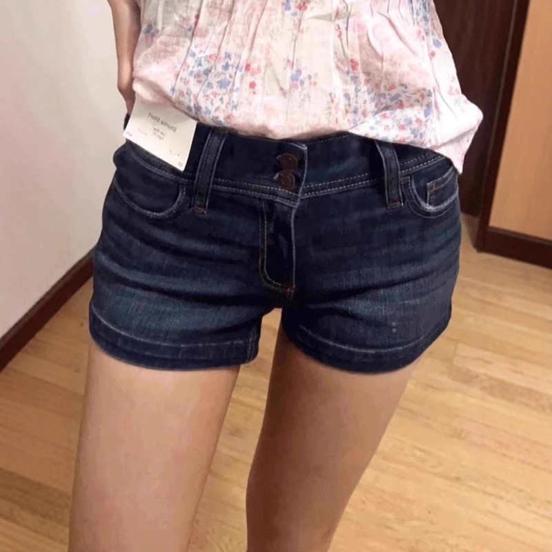 Plus Size Fat Girl Sexy Low-Waist Tight Denim Super Shorts Women's Autumn and Summer New Navel-Baring Elastic Slim Fit Hip-Hugging Hot Pants